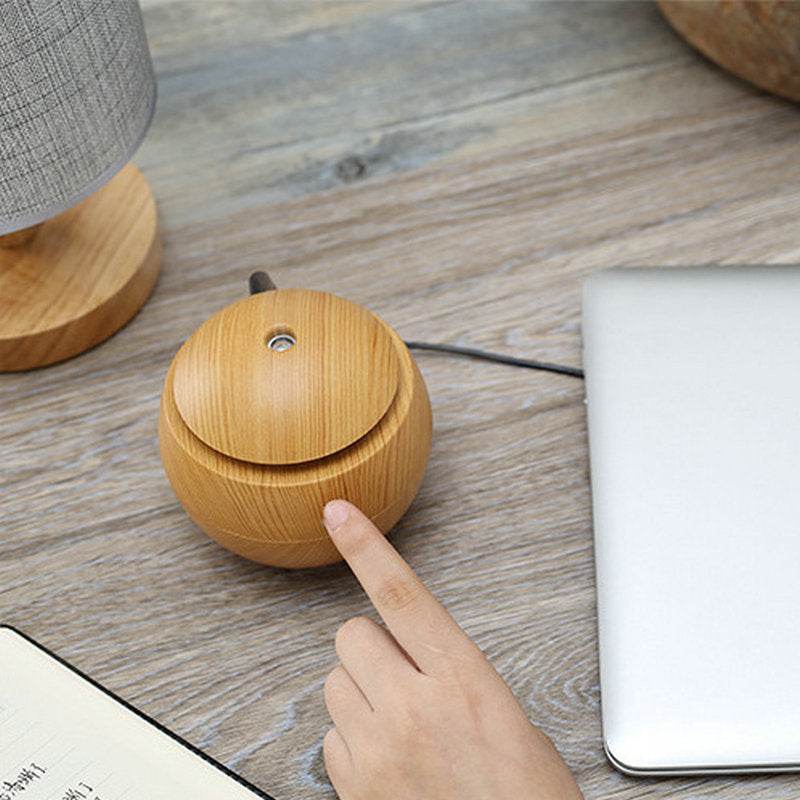 Wood Grain Colorful Lamp Mushroom Humidifier Aroma Diffuser