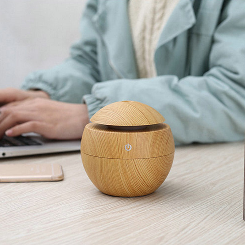 Wood Grain Colorful Lamp Mushroom Humidifier Aroma Diffuser