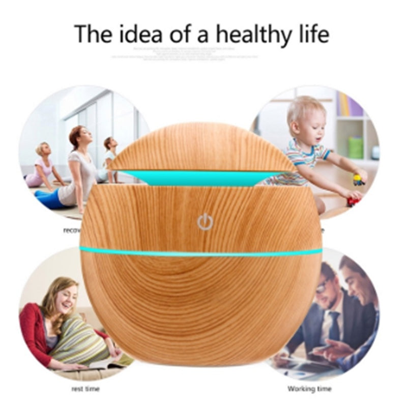 Wood Grain Colorful Lamp Mushroom Humidifier Aroma Diffuser